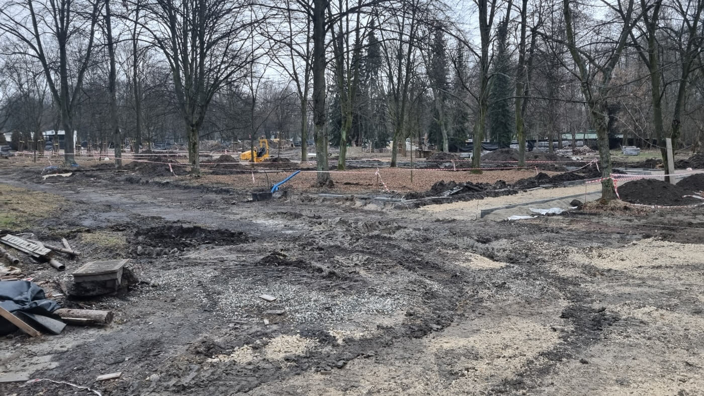 Park slaski remont alei zyrafy