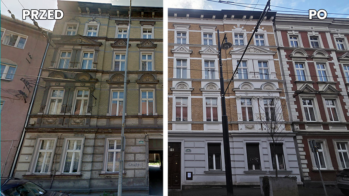 Przed i po remoncie Katowickiej 60