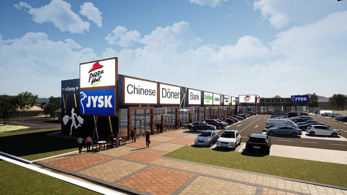 Wizualizacja parku handlowego w miejscu dawnego Media Markt