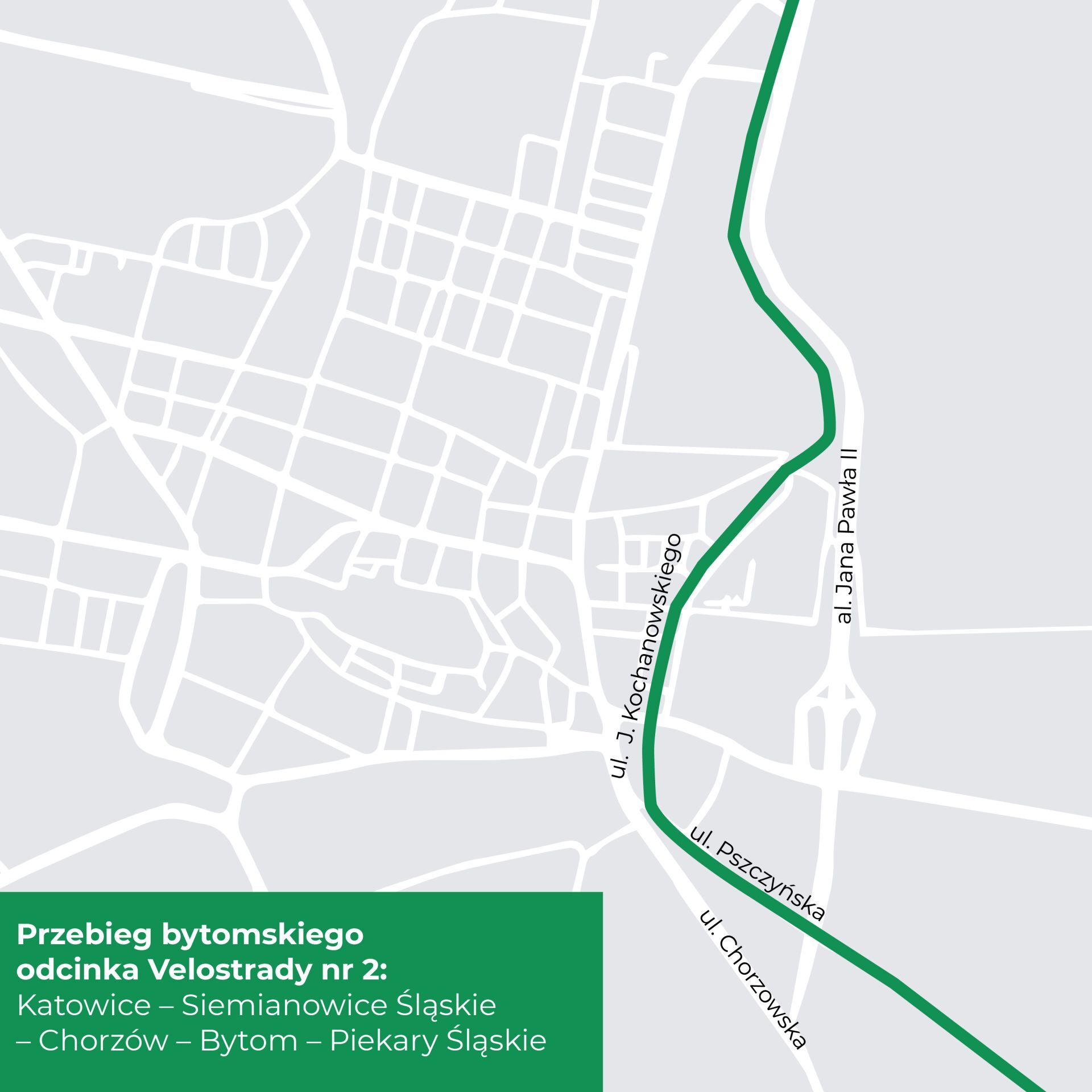 Przebieg Velostrady nr 2 w Bytomiu