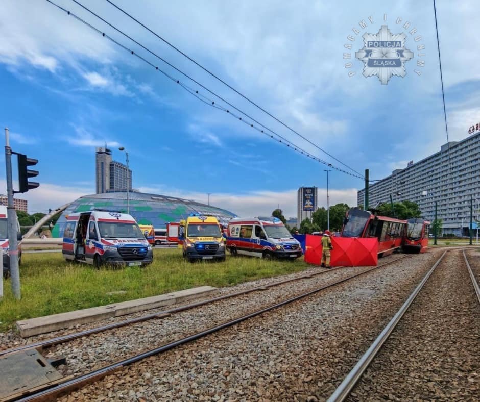 Wykolejenie tramwaju Katowice Rondo