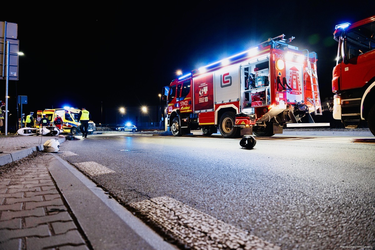 Wypadek motocykl chebzie