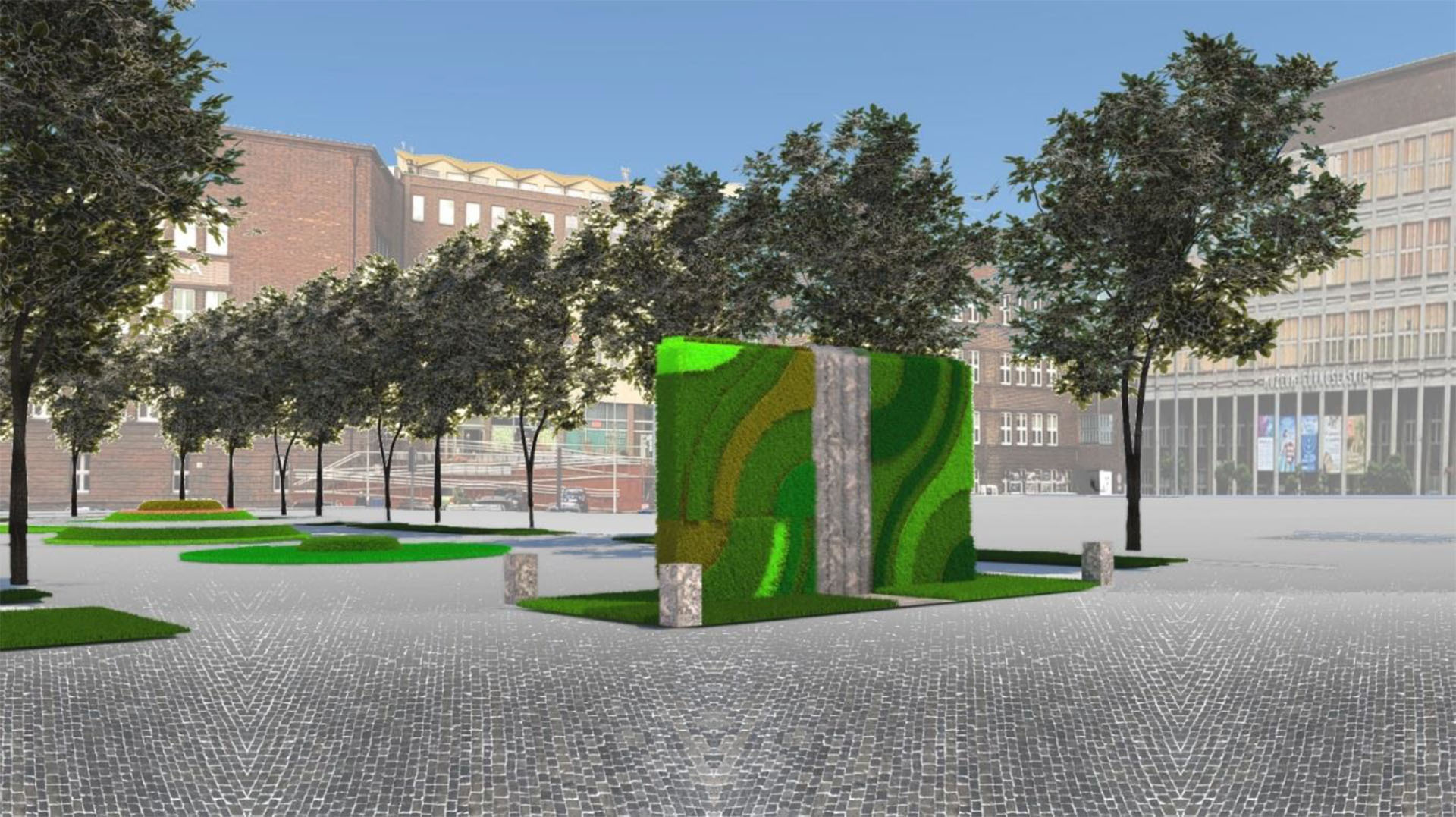 Wizualizacja zieleńca na pl. Sobieskiego